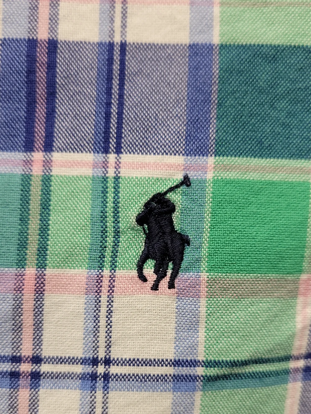 Boys Polo Ralph Lauren green blue white plaid shirt Large 14-16